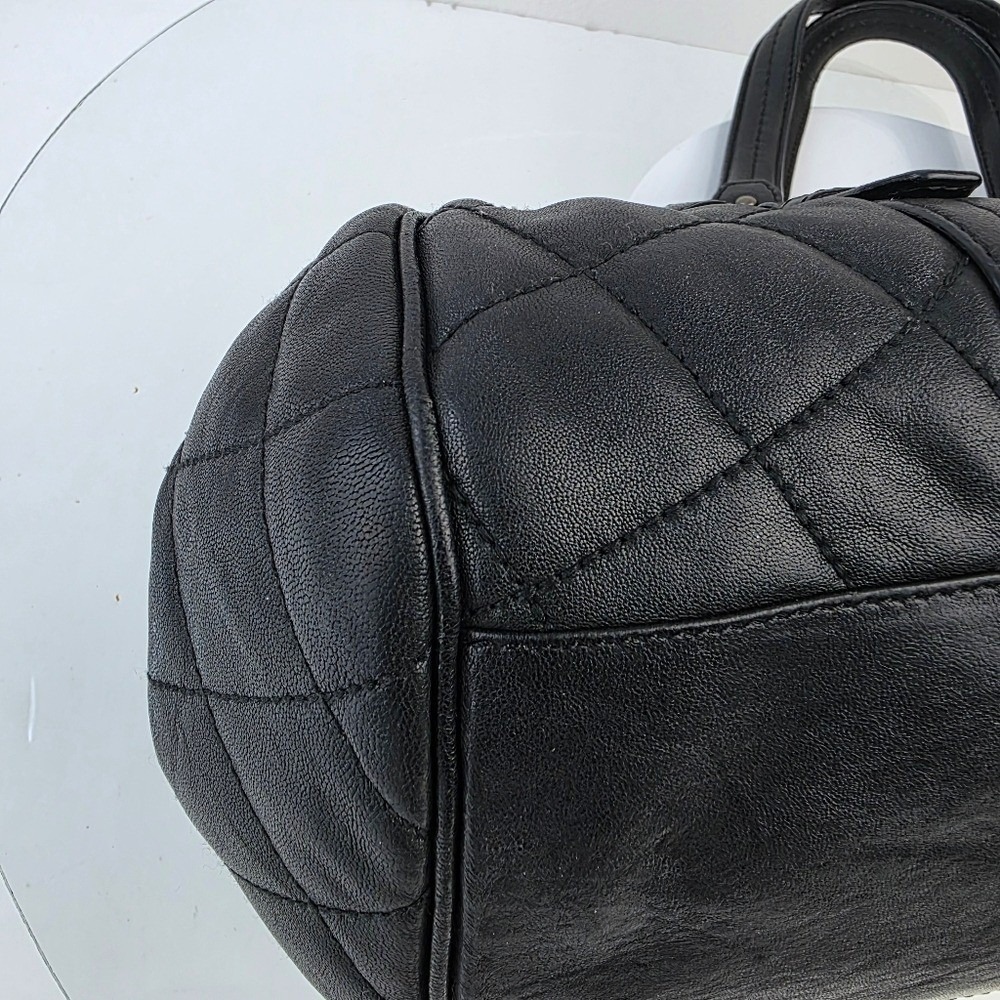 Bally Quilted Rosalyn Tassell Satchel Baguette Handbag Black Leather - Picture 9 of 16